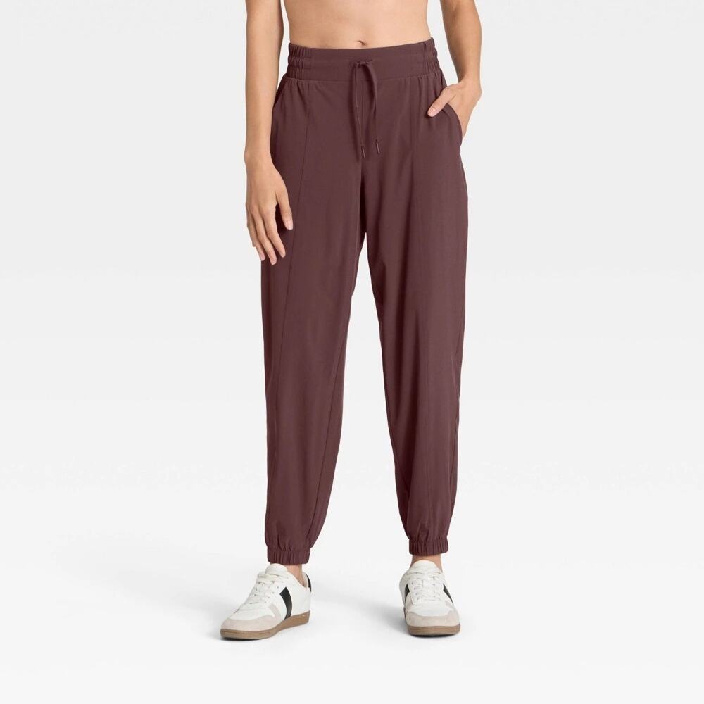 All in Motion Women's Active Light Mid-Rise Joggers Brown XL
